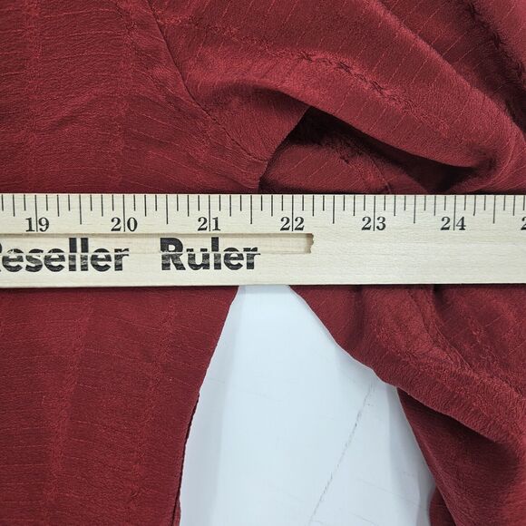 Pancaldi & B Mens‎ 16.5 42 Shirt 100% Silk Red Button Up Long Sleeve Made Italy - Picture 9 of 13